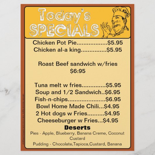Het menu Specials van vandaag voegt de levering va (Voorkant)