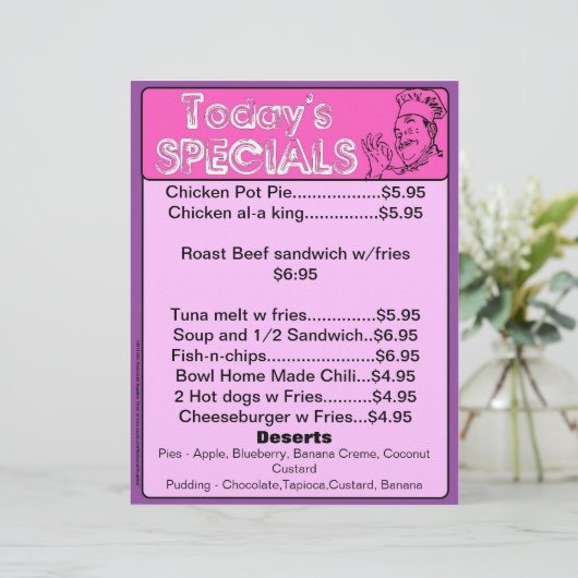 Het menu Specials van vandaag voegt de levering va (Staand voorkant)