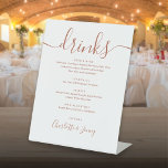 Het Menu Terracotta Signature Script van het Drink Reclamebord Met Voetstuk<br><div class="desc">Dit elegante terracotta minimalistische menu-teken van drinken is perfect voor je trouwfeest. Ontworpen door: Thisnotme©</div>