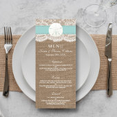 Het menu Turquoise Sand Dollar Wedding Collectie