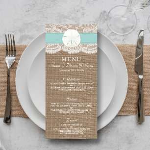 Het menu Turquoise Sand Dollar Wedding Collectie