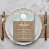 Het menu Turquoise Sand Dollar Wedding Collectie