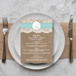 Het menu Turquoise Sand Dollar Wedding Collectie
