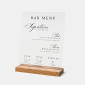 Het menu van de bar signeert zijn en haar cocktail acryl bord (Hoek)