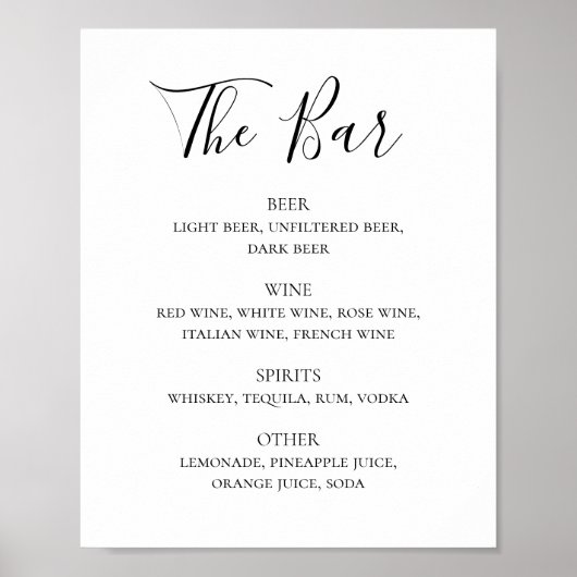 Het menu van de bar van de drink van de zwarte en poster (Voorkant)