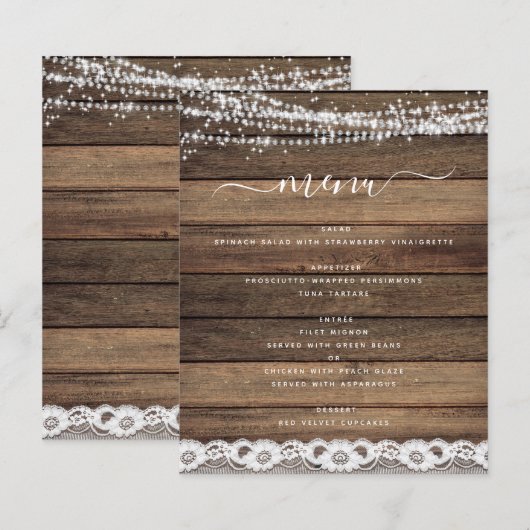 Het Menu van de begroting Rustige Farmhouse Koord (Voorkant / Achterkant)