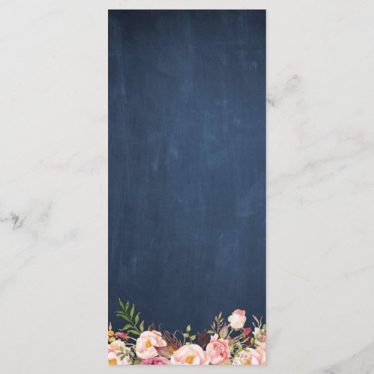 Het Menu van de bruiloft bijtende Floral  Blue Cha (Achterkant)