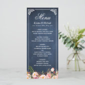 Het Menu van de bruiloft bijtende Floral Blue Cha (Staand voorkant)