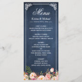 Het Menu van de bruiloft bijtende Floral  Blue Cha (Voorkant)