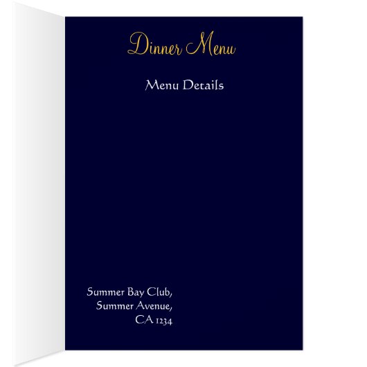 Het menu van de bruiloft blauw en gouden brocade k (Binnen (Rechts))