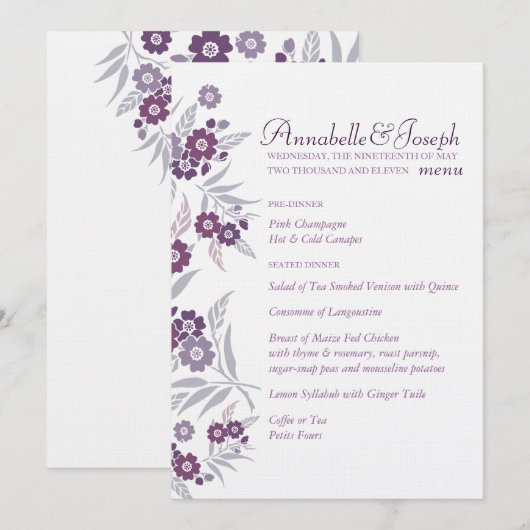 Het Menu van de bruiloft - Cherry Blossom (Voorkant / Achterkant)