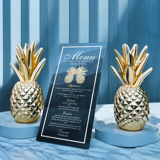 Het Menu van de bruiloft Chic Gold Pineapple Coupl