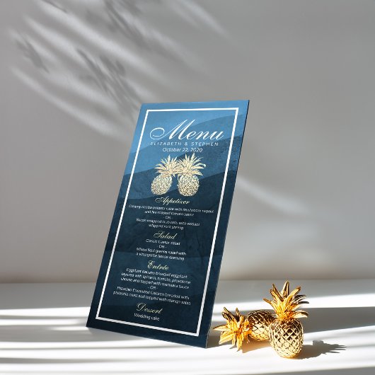 Het Menu van de bruiloft Chic Gold Pineapple Coupl