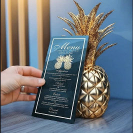 Het Menu van de bruiloft Chic Gold Pineapple Coupl