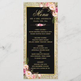 Het Menu van de bruiloft Classy Floral Gold Glitte