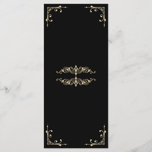 Het Menu van de bruiloft Elegant Deco Gold Retro B (Achterkant)