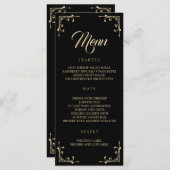Het Menu van de bruiloft Elegant Deco Gold Retro B (Voorkant / Achterkant)