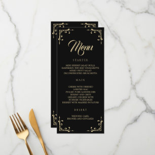 Het Menu van de bruiloft Elegant Deco Gold Retro B
