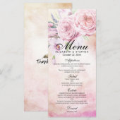 Het Menu van de bruiloft Elegant Waterverf Floral (Voorkant / Achterkant)