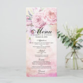Het Menu van de bruiloft Elegant Waterverf Floral (Staand voorkant)