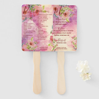 Het menu van de bruiloft en de handventilator van handwaaier