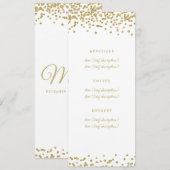 Het menu van de bruiloft Gold Faux Glitter Confett (Voorkant / Achterkant)