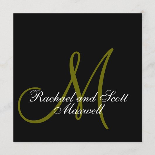 Het Menu van de bruiloft Kaarten Monogram Square (Voorkant)