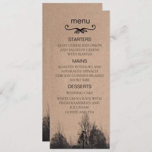 Het menu van de bruiloft kraft van het najaar (Voorkant / Achterkant)