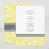 Het Menu van de bruiloft Lemon Gray Damask Pattern (Voorkant / Achterkant)