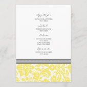 Het Menu van de bruiloft Lemon Gray Damask Pattern (Voorkant)