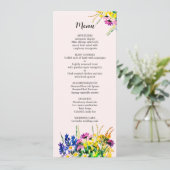 Het menu van de bruiloft met zomerbloemen (Staand voorkant)