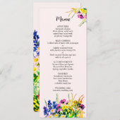 Het menu van de bruiloft met zomerbloemen (Voorkant / Achterkant)