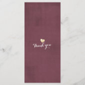 Het Menu van de bruiloft Modern Chic Golden Rozen  (Achterkant)