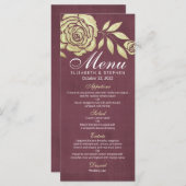 Het Menu van de bruiloft Modern Chic Golden Rozen  (Voorkant / Achterkant)