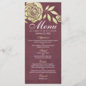 Het Menu van de bruiloft Modern Chic Golden Rozen  (Voorkant)