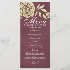 Het Menu van de bruiloft Modern Chic Golden Rozen 