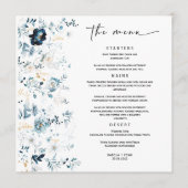 Het Menu van de bruiloft Navy Blue en Gold Sjabloo (Voorkant)