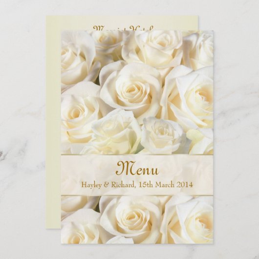 Het Menu van de bruiloft Uitnodigingskaart met wit (Voorkant / Achterkant)