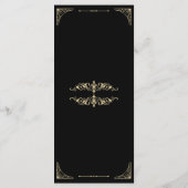Het Menu van de bruiloft Zwarte Elegant Deco Gold (Achterkant)