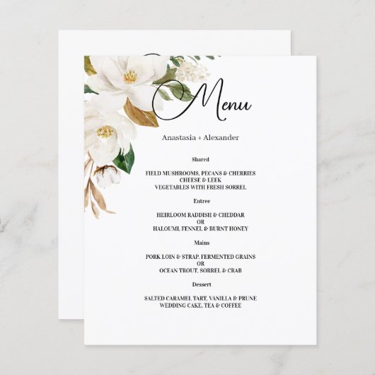 HET MENU VAN DE BUITENLANDSE WEDING. (Voorkant / Achterkant)