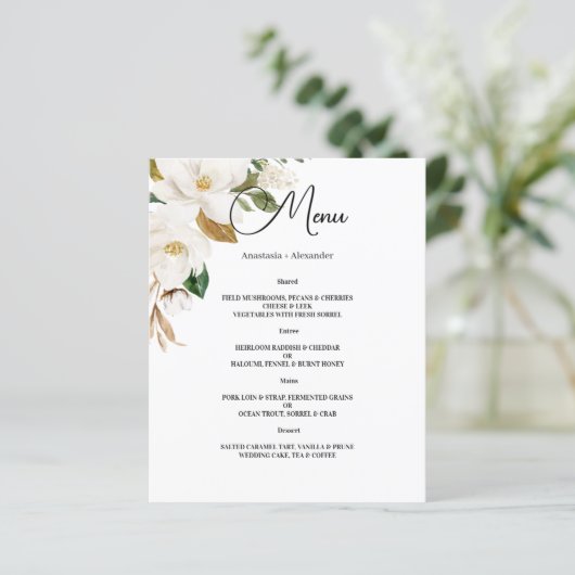 HET MENU VAN DE BUITENLANDSE WEDING. (Staand voorkant)