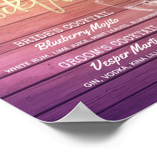 Het Menu van de Drink van de Handtekening van het  Poster (Hoek)