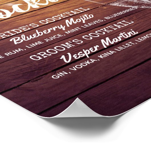 Het Menu van de Drink van de Handtekening van het  Poster (Hoek)