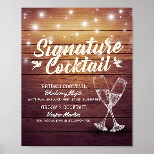 Het Menu van de Drink van de Handtekening van het Poster (Voorkant)