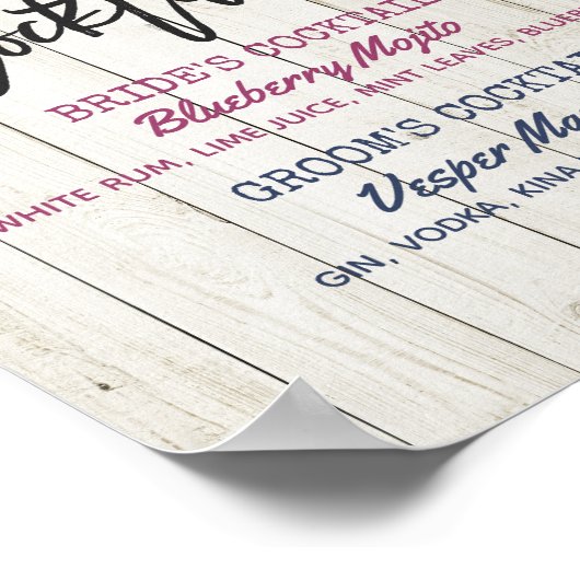 Het Menu van de Drink van de Handtekening van het  Poster (Hoek)