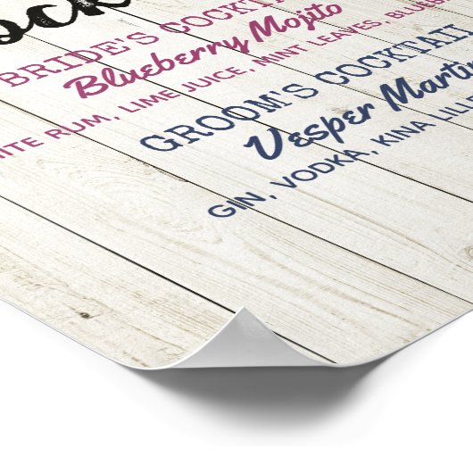 Het Menu van de Drink van de Handtekening van het  Poster (Hoek)