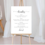 Het Menu van de Drink van het huwelijk Calligrafie Poster<br><div class="desc">Dit bruiloft drink menu kalligrafie zilver bord is perfect voor een rustige bruiloft. Het eenvoudige en elegante ontwerp kenmerkt klassieke en fancy manuscripttypografie in zilver.</div>