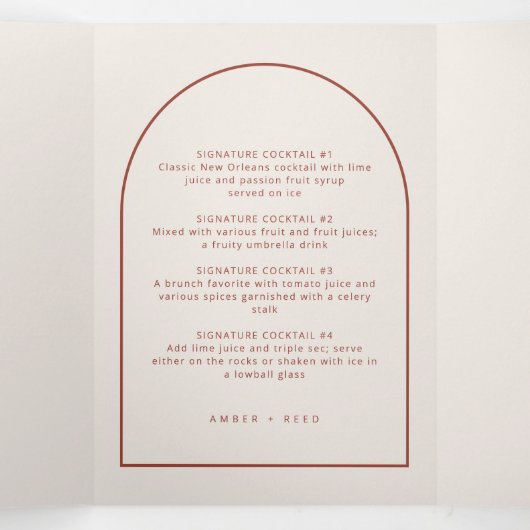 Het Menu van de Drinken van de Kerk Cream & Terrac (Binnenkant midden)