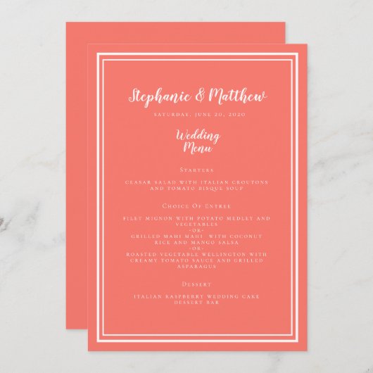 Het menu van de Gast van het huwelijk Eenvoudig El (Voorkant / Achterkant)