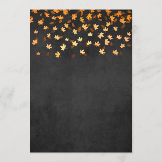 Het menu van de herfst Leaves Gold en Black Weddin (Achterkant)